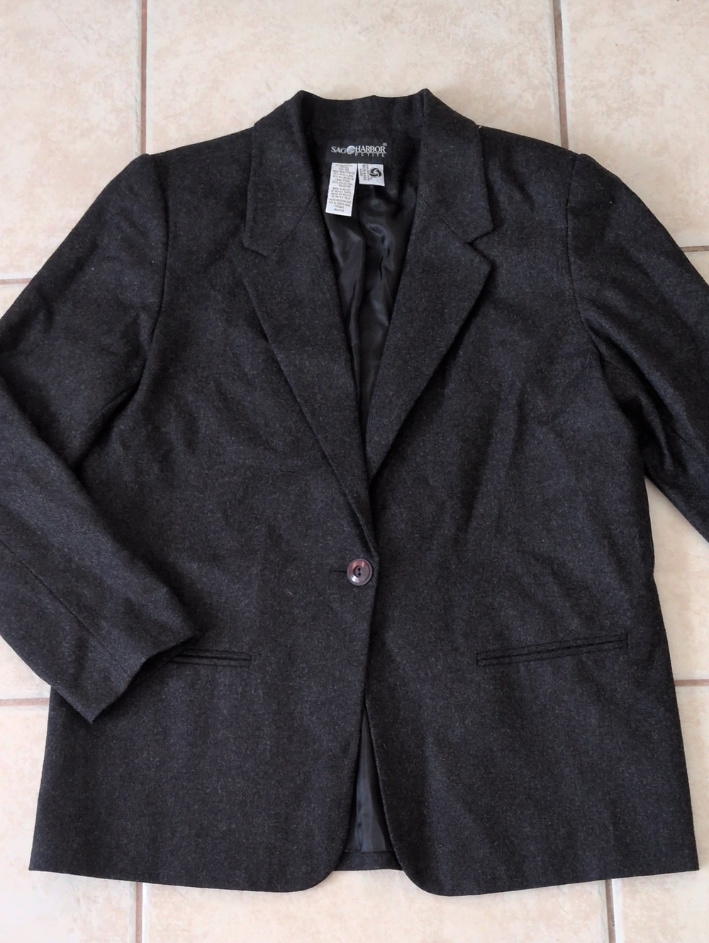VINTAGE Sag Harbor 90s Preppy Gray Wool Blazer Size 12 NWT